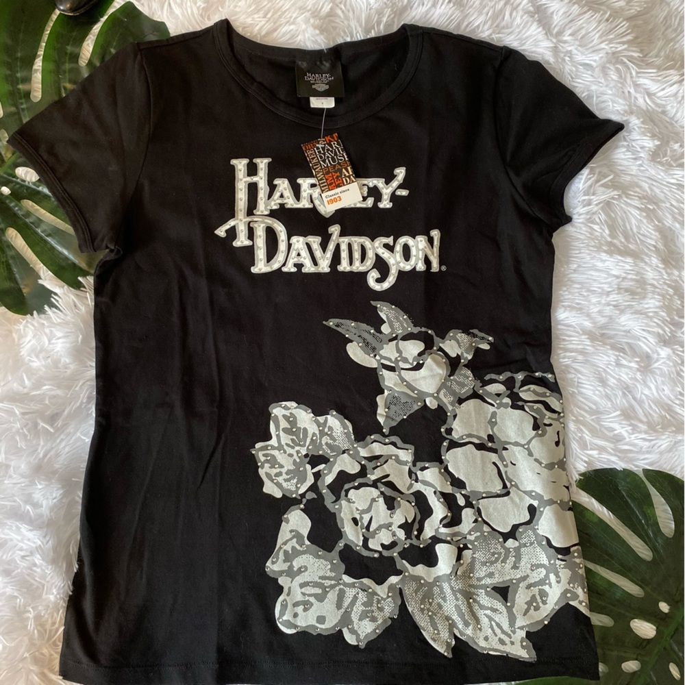 SOLD NWT Harley-Davidson Women’s Floral Print Bedazzled T-Shirt